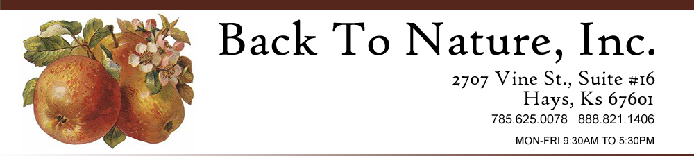 Back To Nature, Inc. is your number one source for a wide selection of nutritional supplements and health foods in the Hays, KS area. 